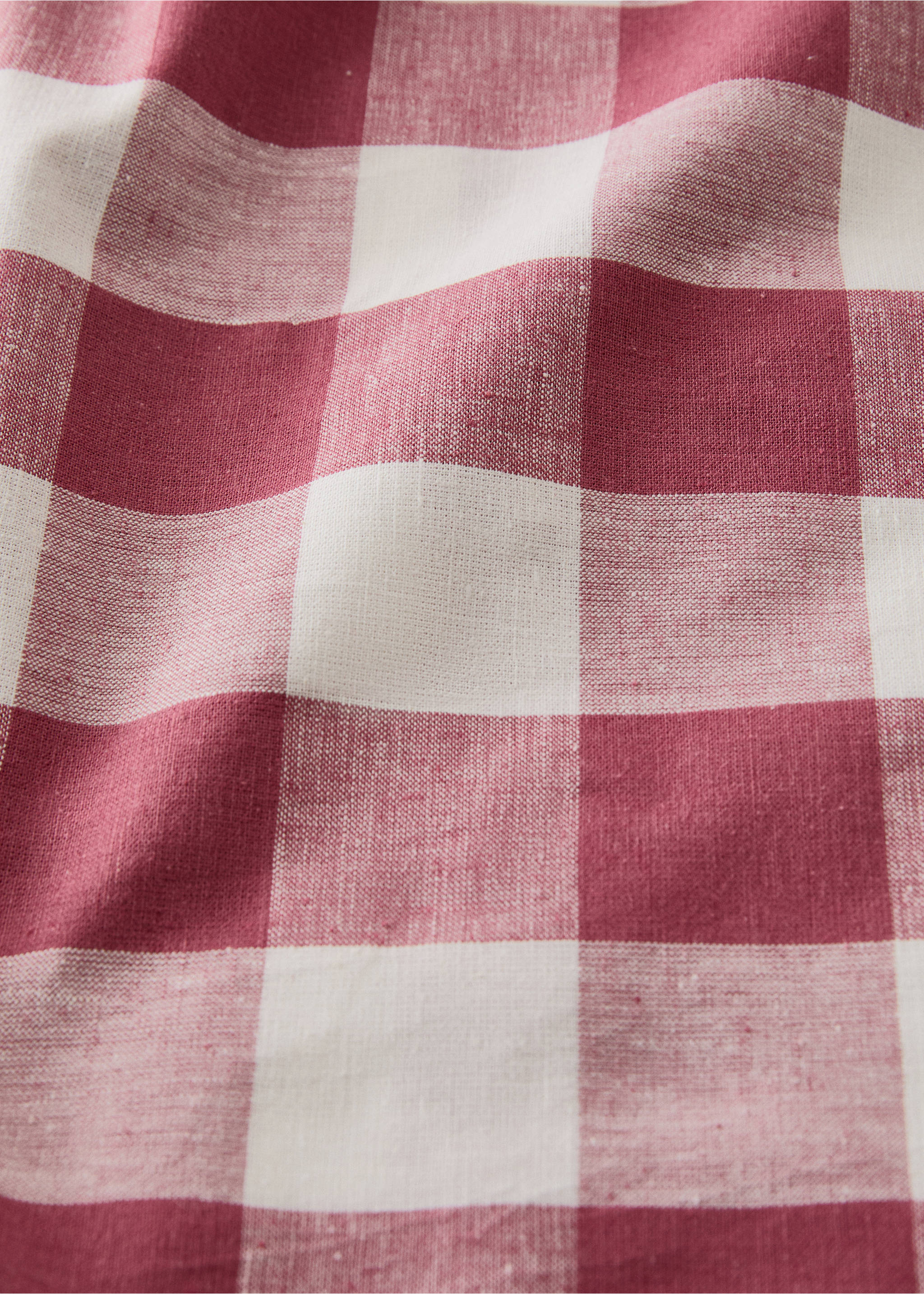 Cotton linen gingham tablecloth for 8 to 10 guests - Details of the article 1, Pink. Ref: 27023292-00.