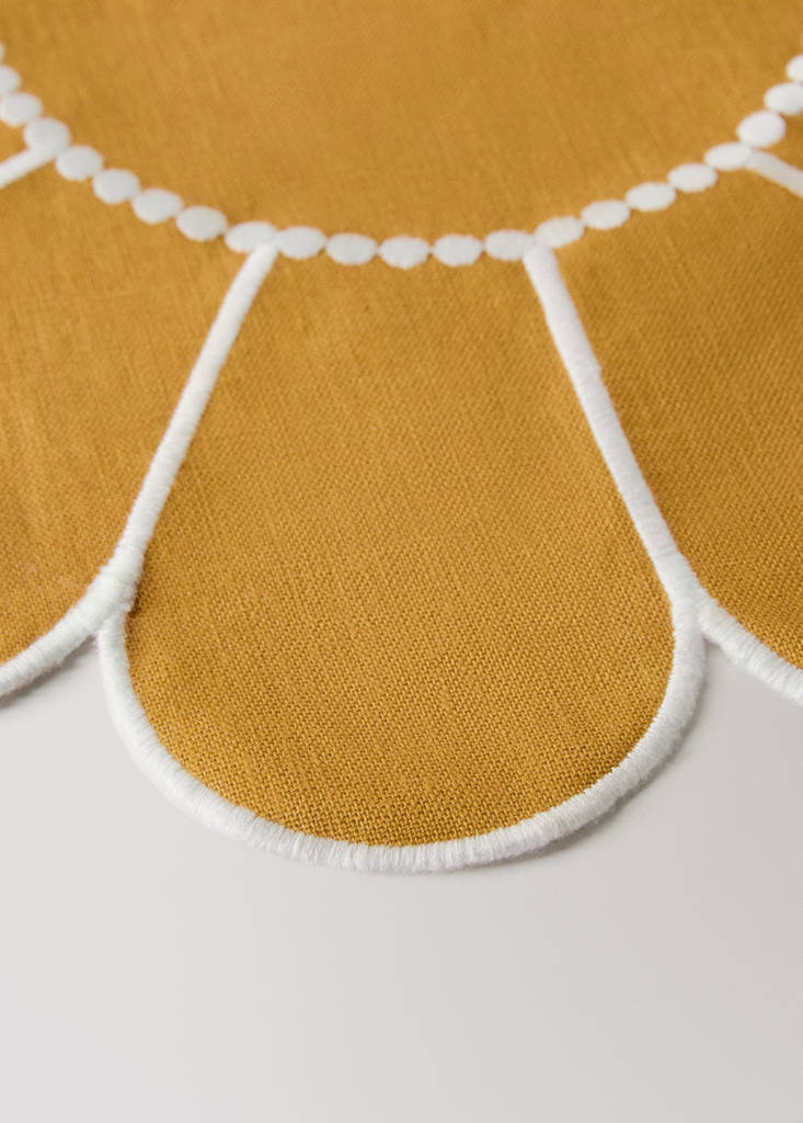 Resin-coated linen floral placemat — Yellow