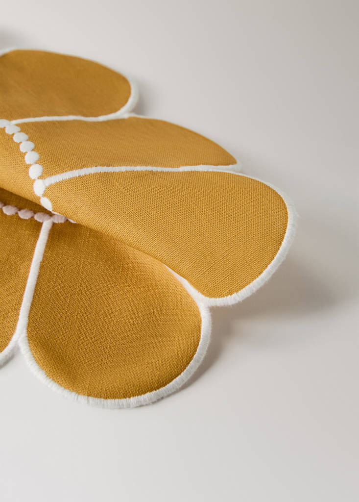 Resin-coated linen floral placemat — Yellow