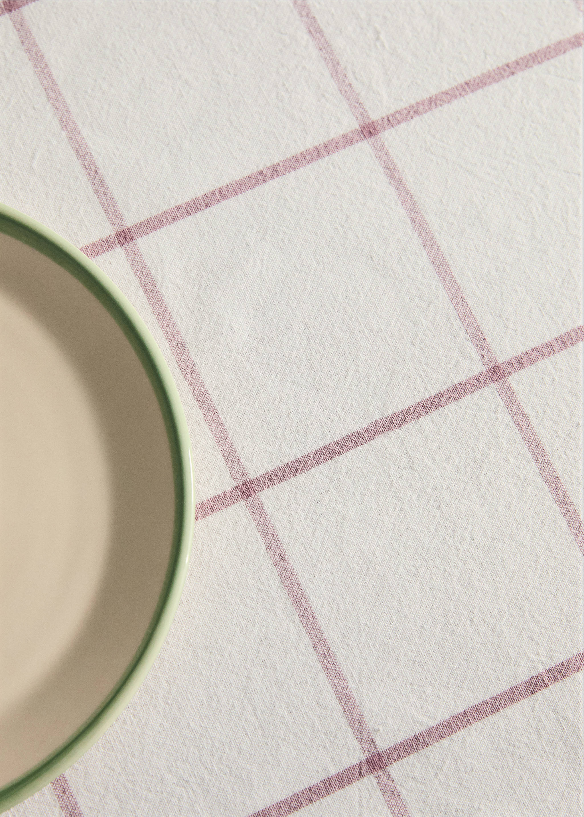 100% cotton yarn-dyed check tablecloth for 8 to 10 guests - Details of the article 7, Lilac. Ref: 27023295-00.