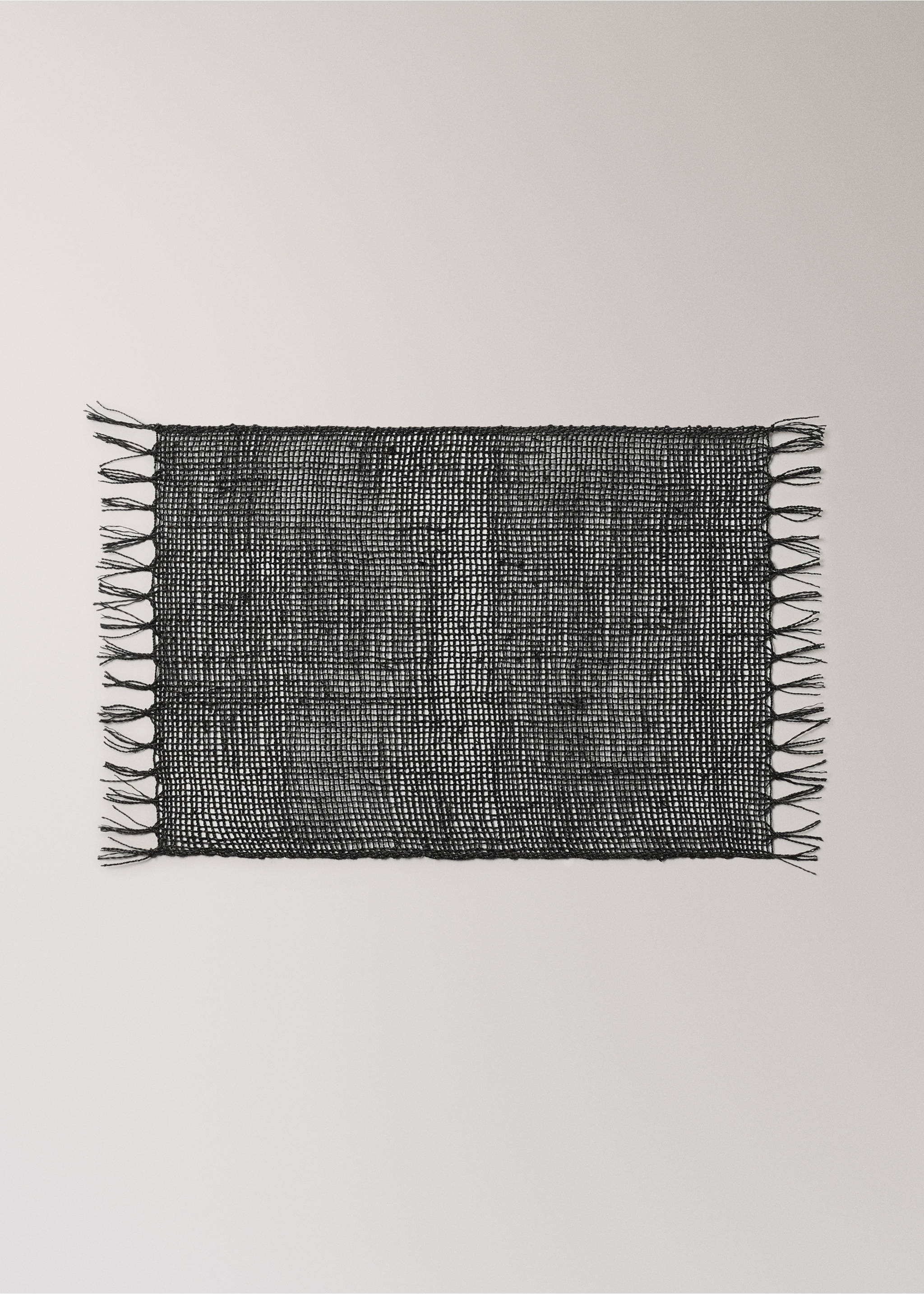 Fringed fibre table mats - Article without model, Black. Ref: 27023297-00.