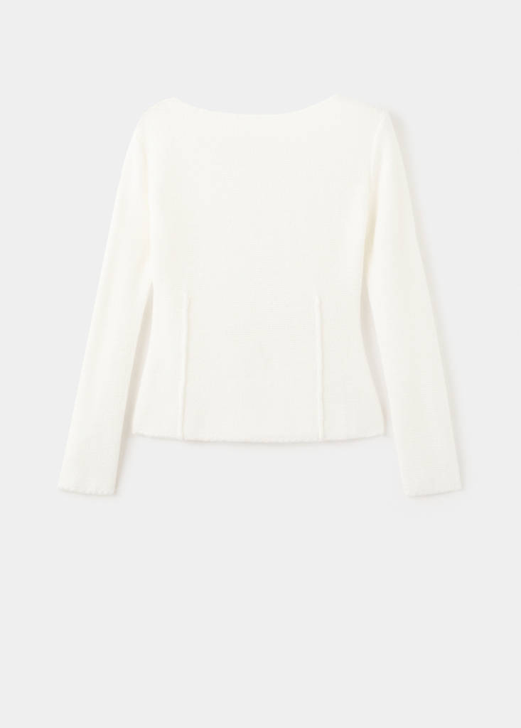 Knitted sweater with seams — Ecru