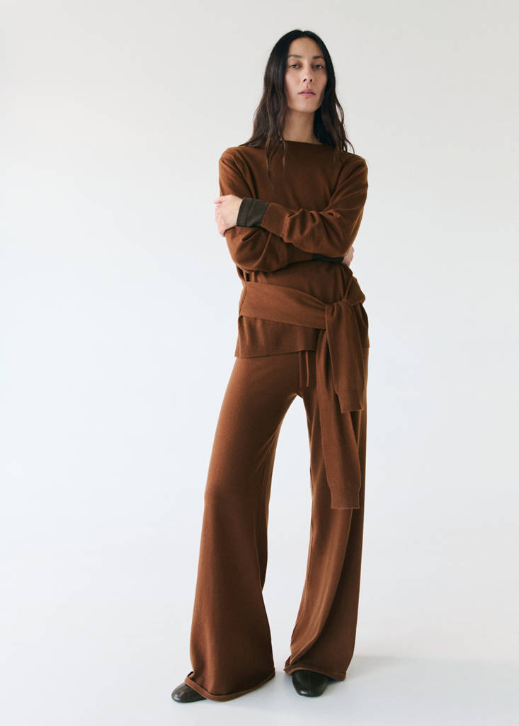 Wool blend knot sweater — Caramel