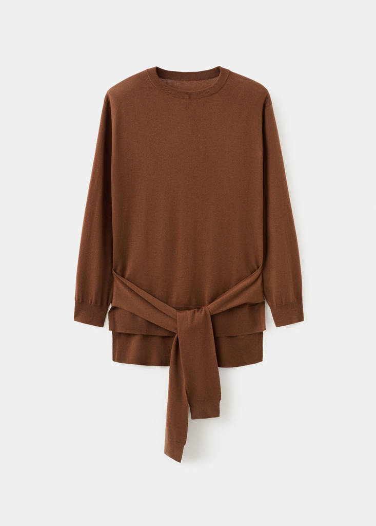 Wool blend knot sweater — Caramel