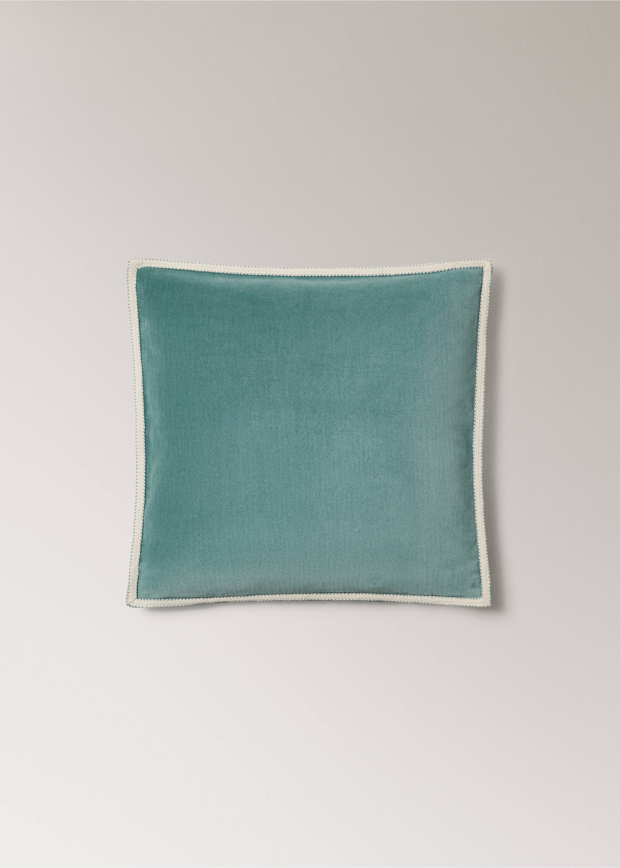 Copricuscino velluto dettaglio fascia 50x50 cm - Articolo senza modello, Verde acqua. Ref: 27023307-00.