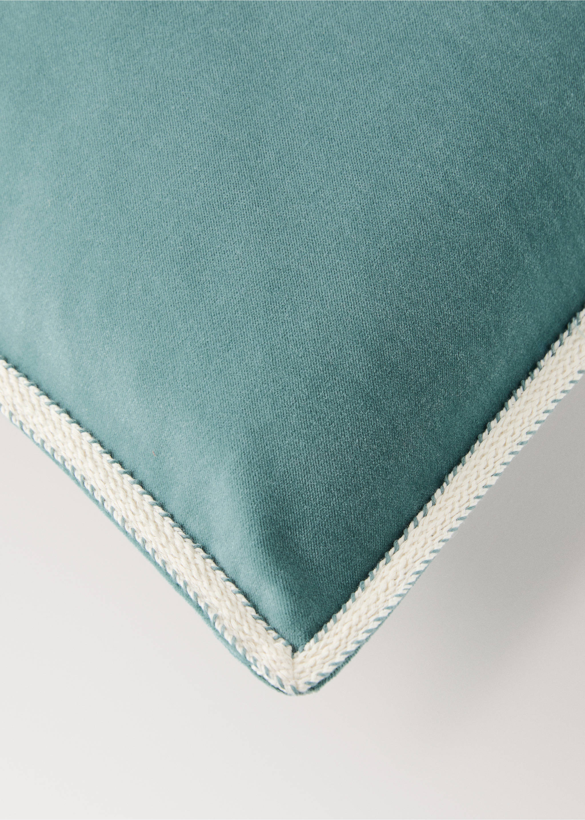 Copricuscino velluto dettaglio fascia 50x50 cm - Dettaglio dell'articolo 1, Verde acqua. Ref: 27023307-00.