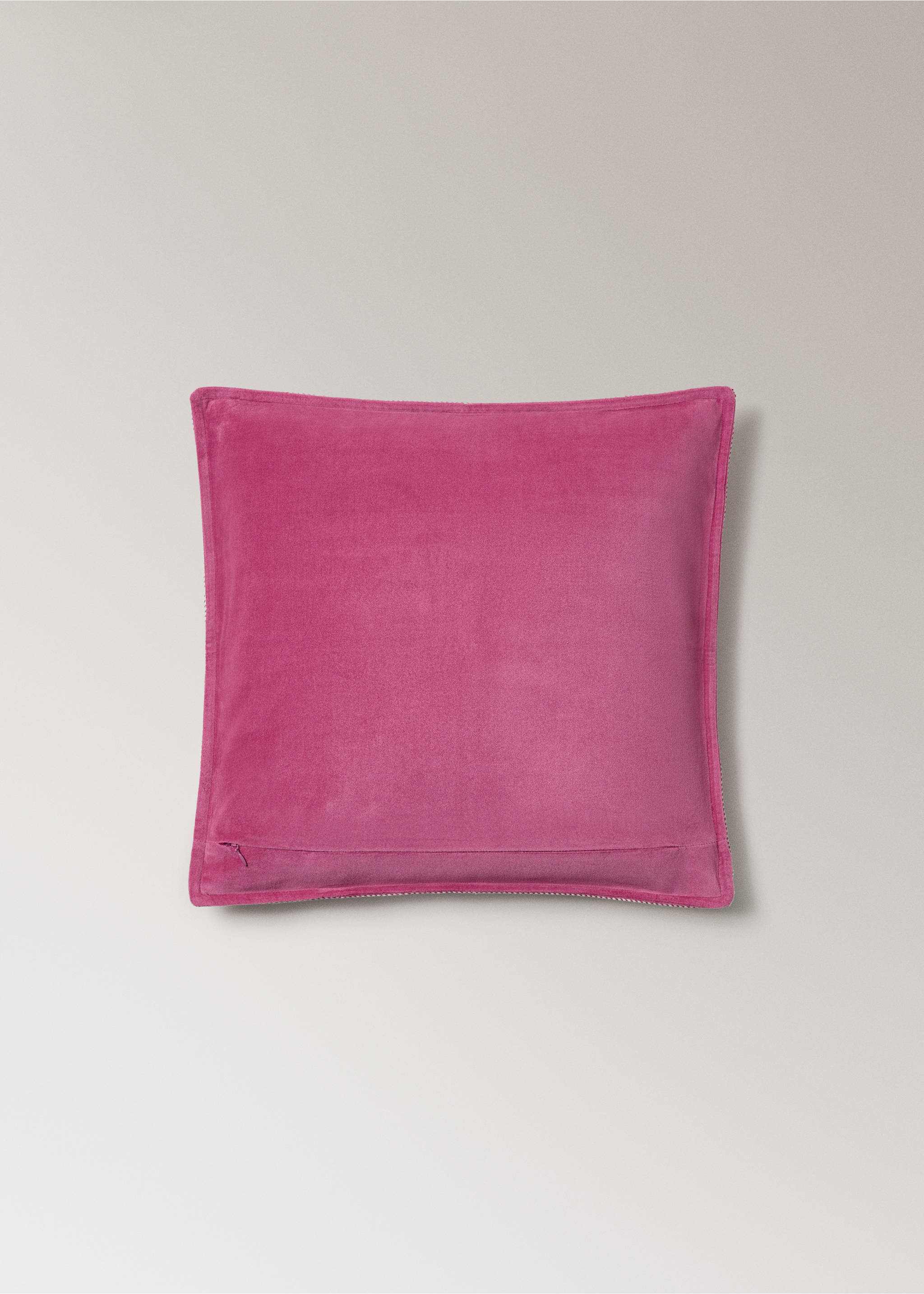 Husă de pernă din catifea cu detaliu de fundă, 50x50 cm - Detaliu al articolului 4, Roz. Ref: 27023307-00.