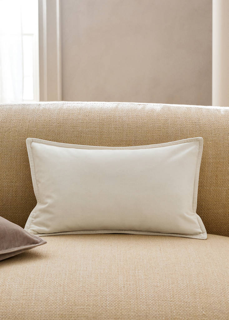 Velvet cushion cover 30x50 cm — Ecru