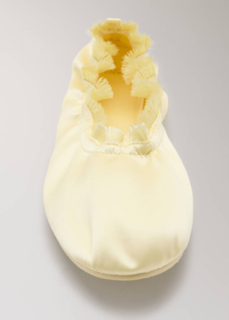Satin ballet flats with elastic — Pastel Yellow