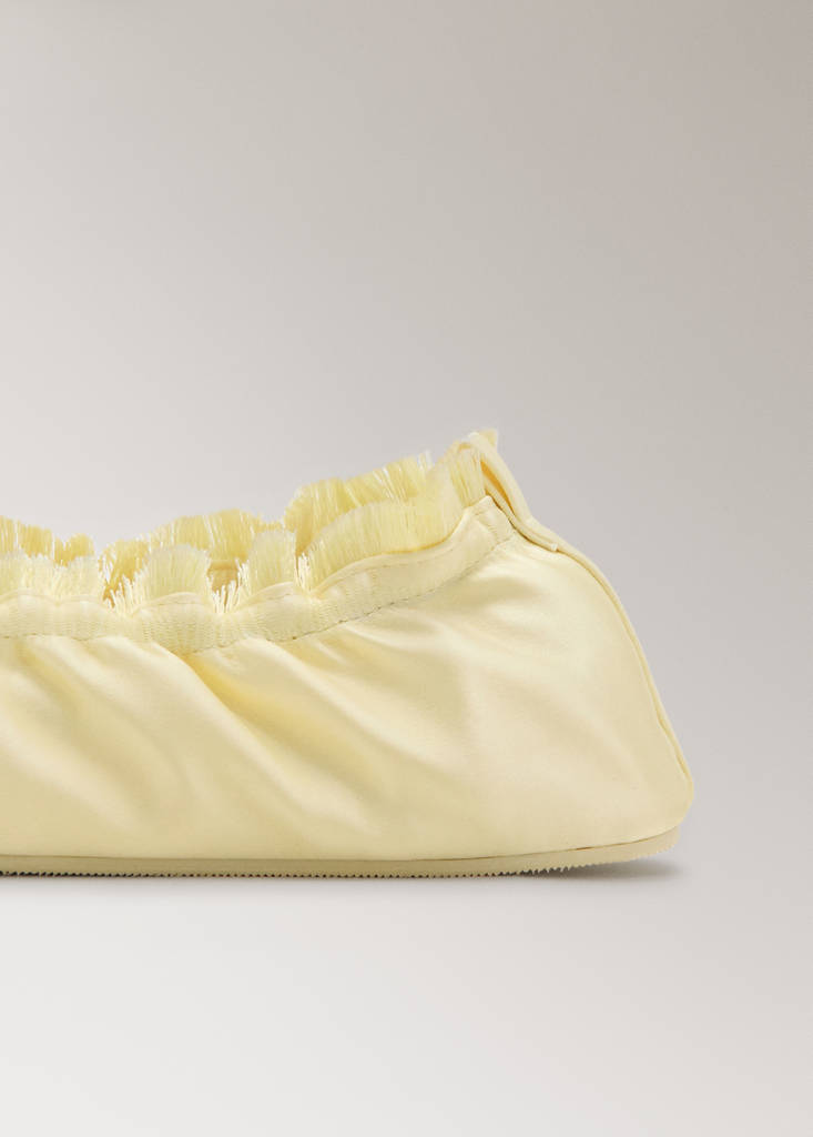 Satin ballet flats with elastic — Pastel Yellow