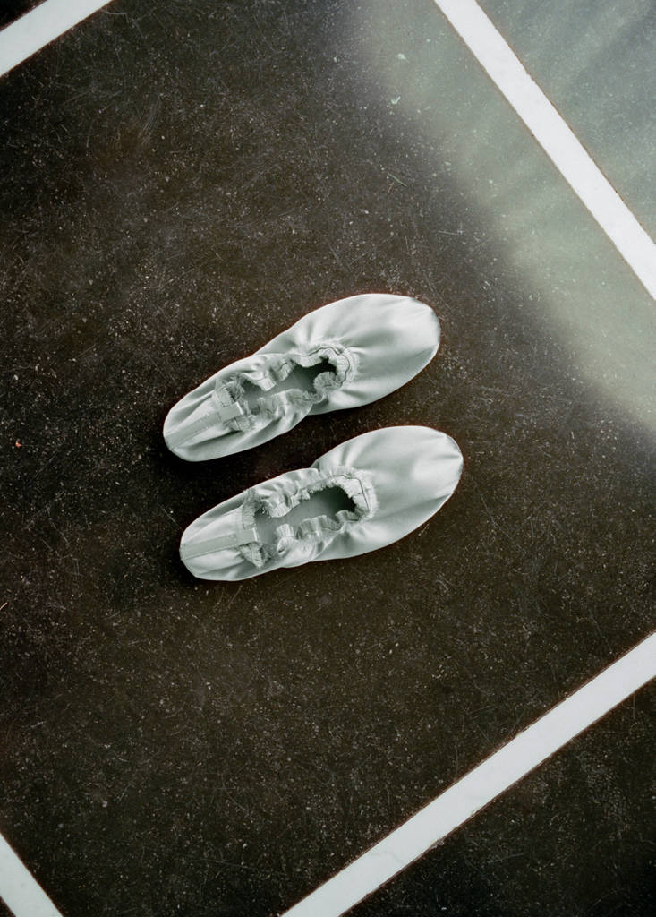 Satin ballet flats with elastic — Pastel Yellow