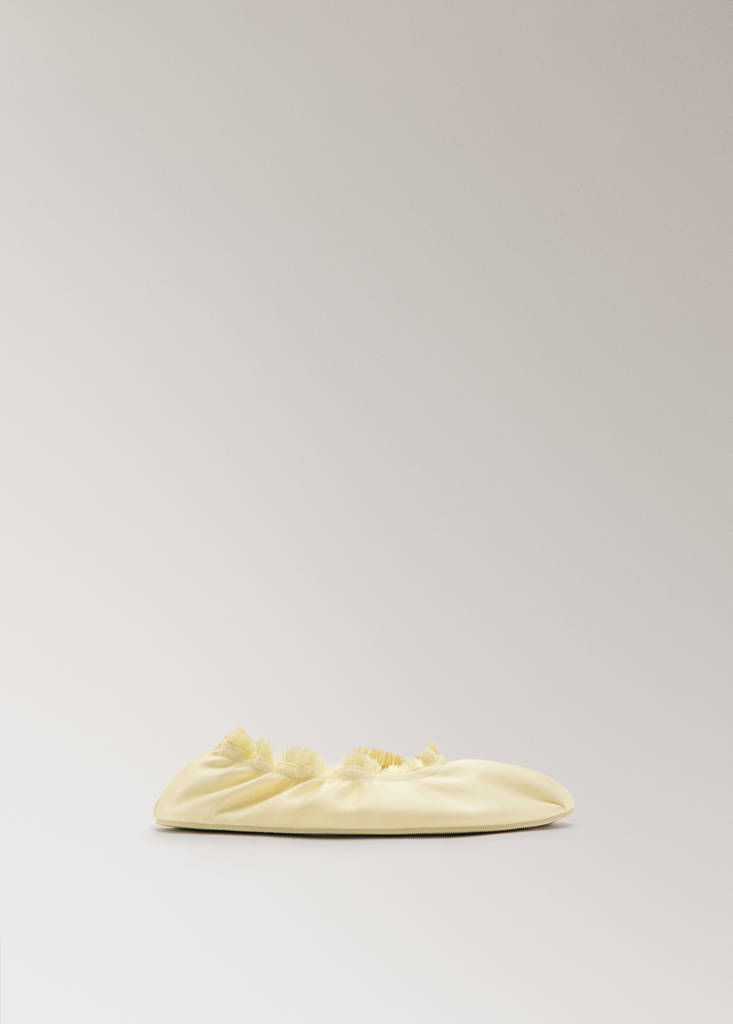 Satin ballet flats with elastic — Pastel Yellow
