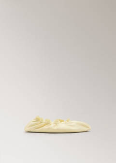 Satin ballet flats with elastic — Pastel Yellow 5