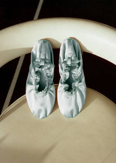 Satin ballet flats with elastic — Blue 2