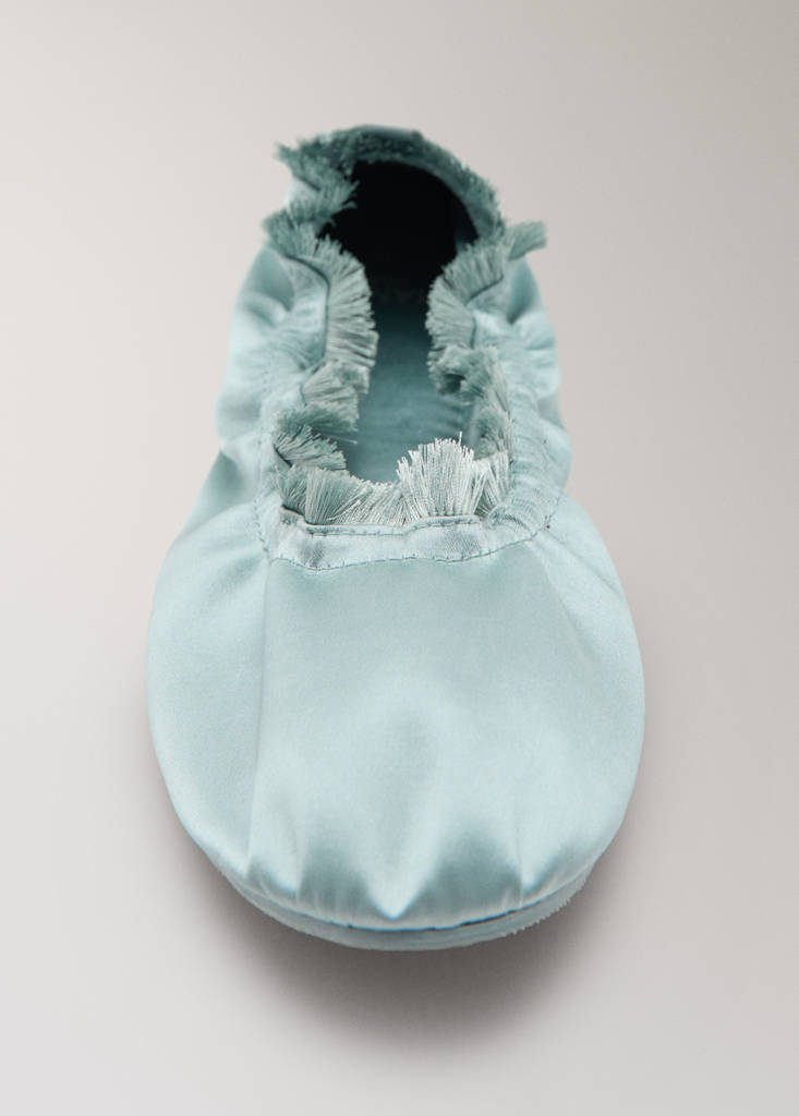 Satin ballet flats with elastic — Blue