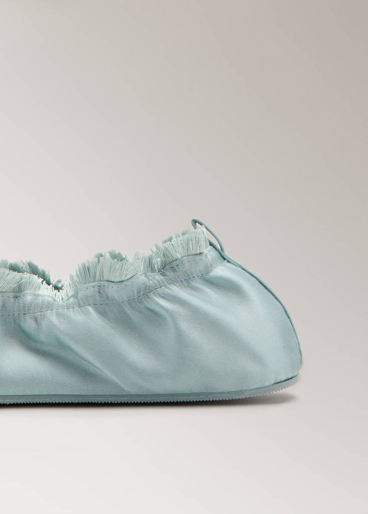 Satin ballet flats with elastic — Blue