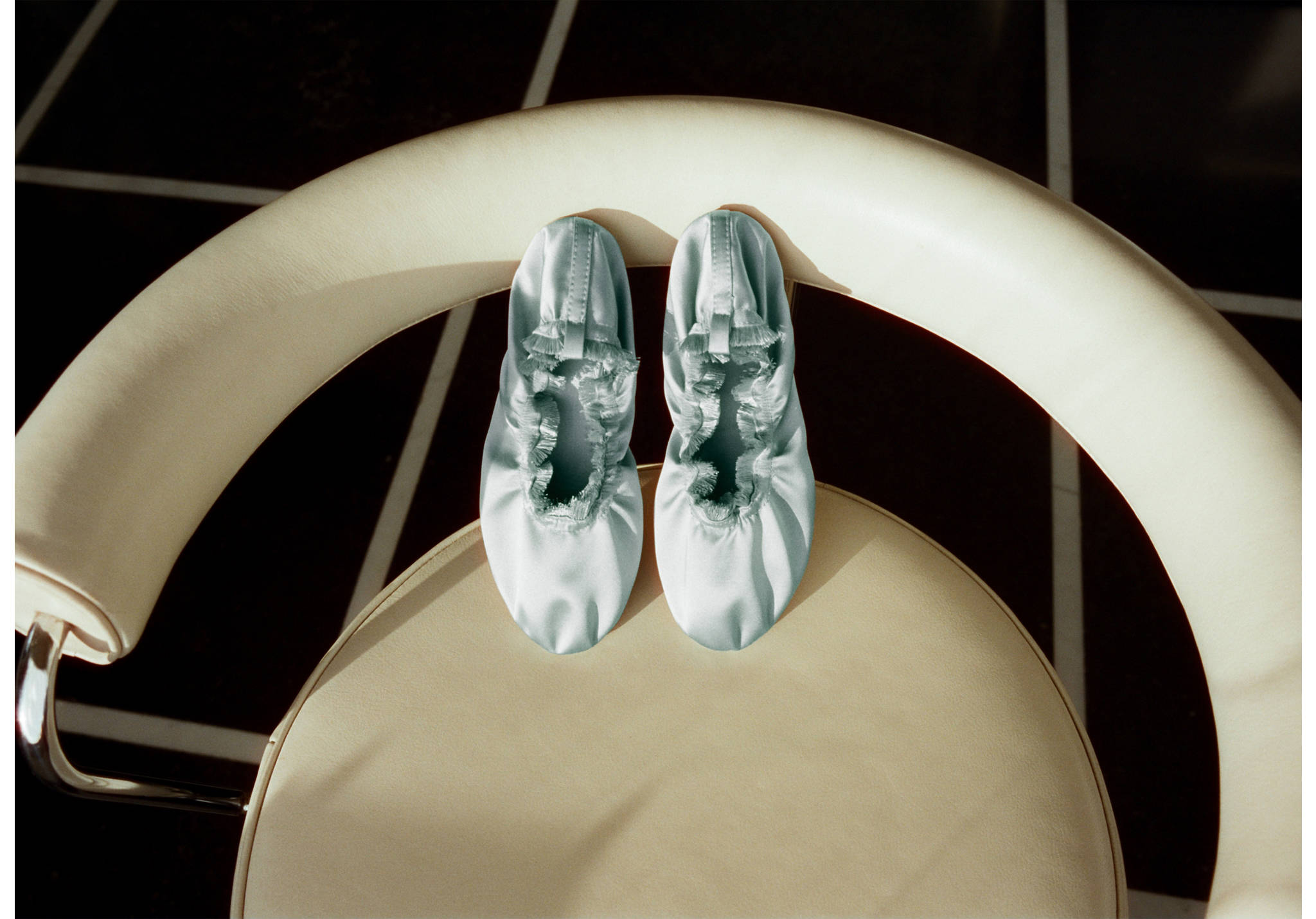 Satin ballet flats with elastic - Panoramic plane