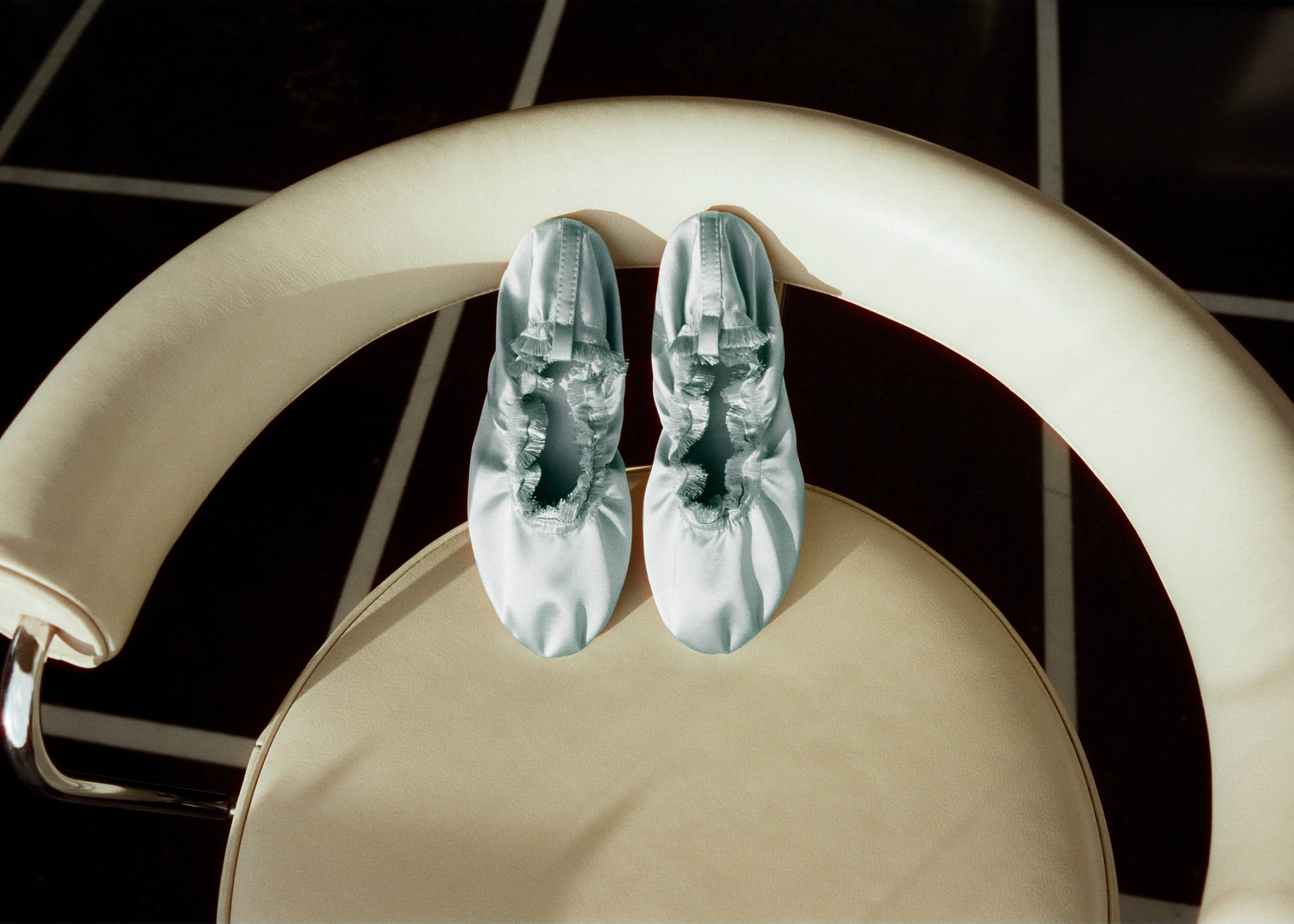 Satin ballet flats with elastic - Panoramic plane