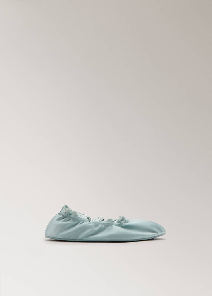 Satin ballet flats with elastic — Blue