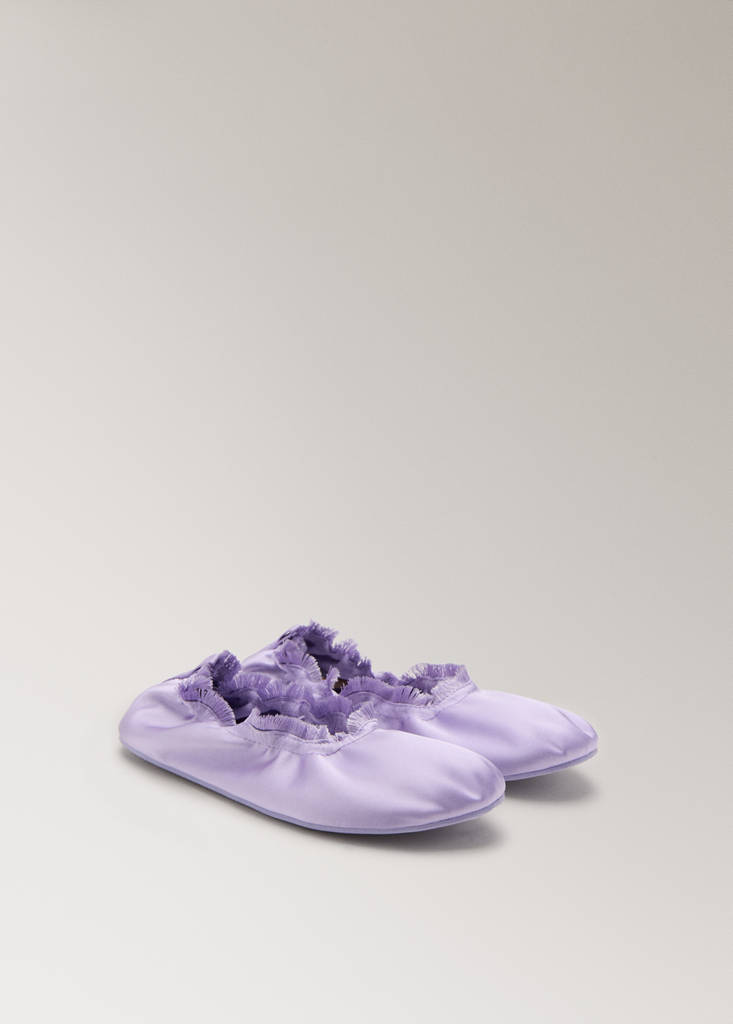 Satin ballet flats with elastic — Lilac