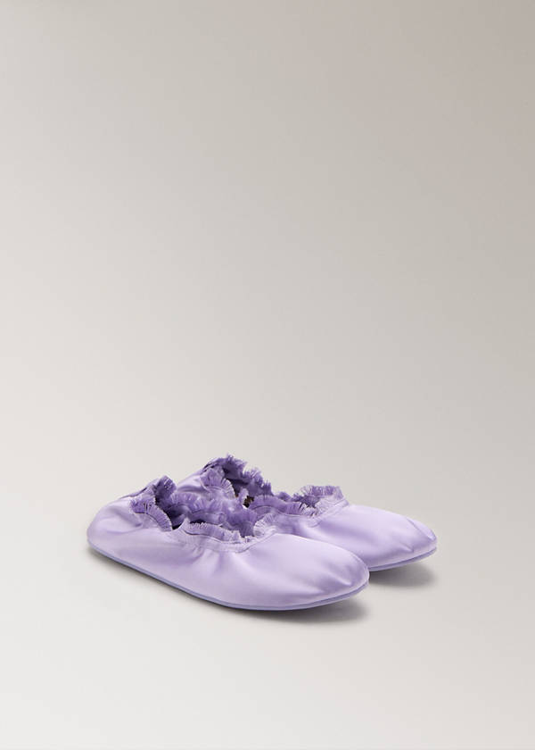 Satin ballet flats with elastic — Lilac