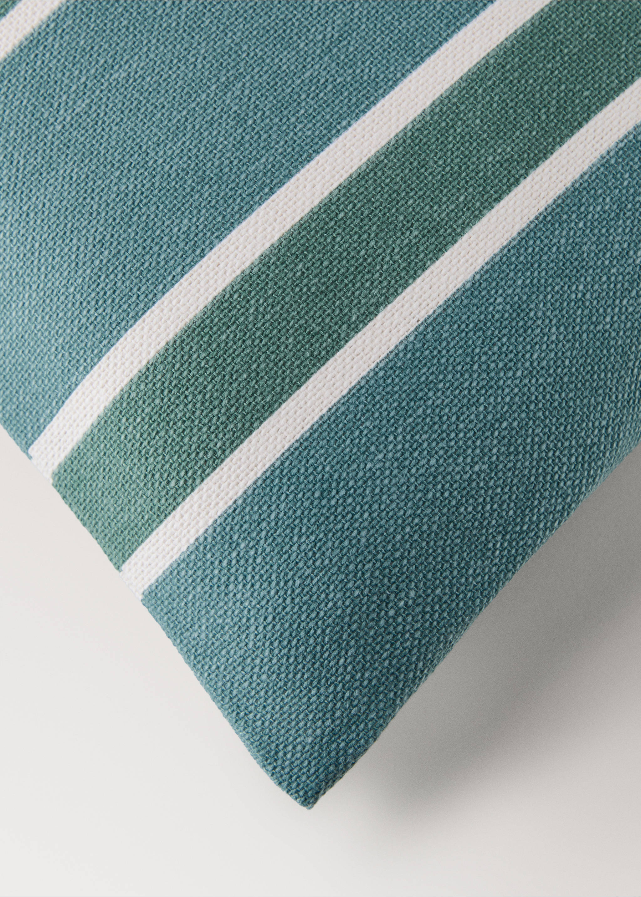 Cotton cushion cover with printed stripes 30x50 cm - Details of the article 1, Blue. Ref: 27023320-00.