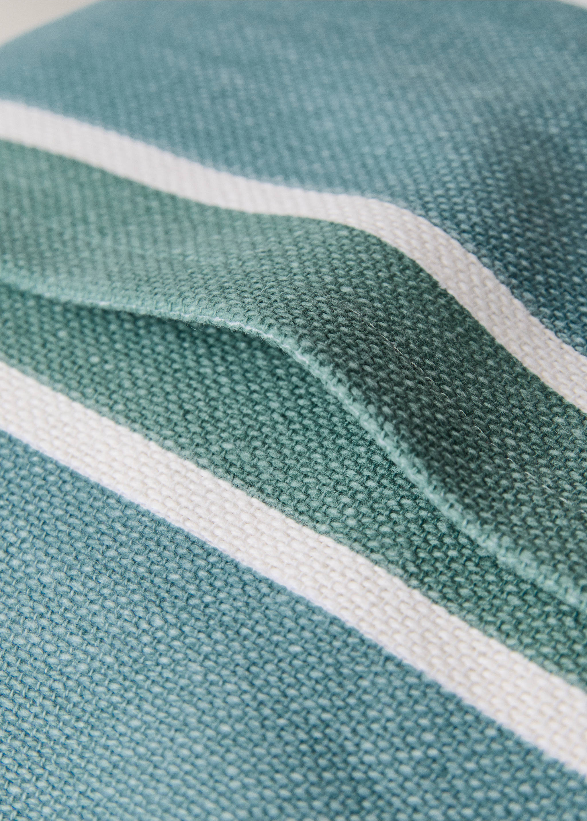 Cotton cushion cover with printed stripes 30x50 cm - Details of the article 2, Blue. Ref: 27023320-00.