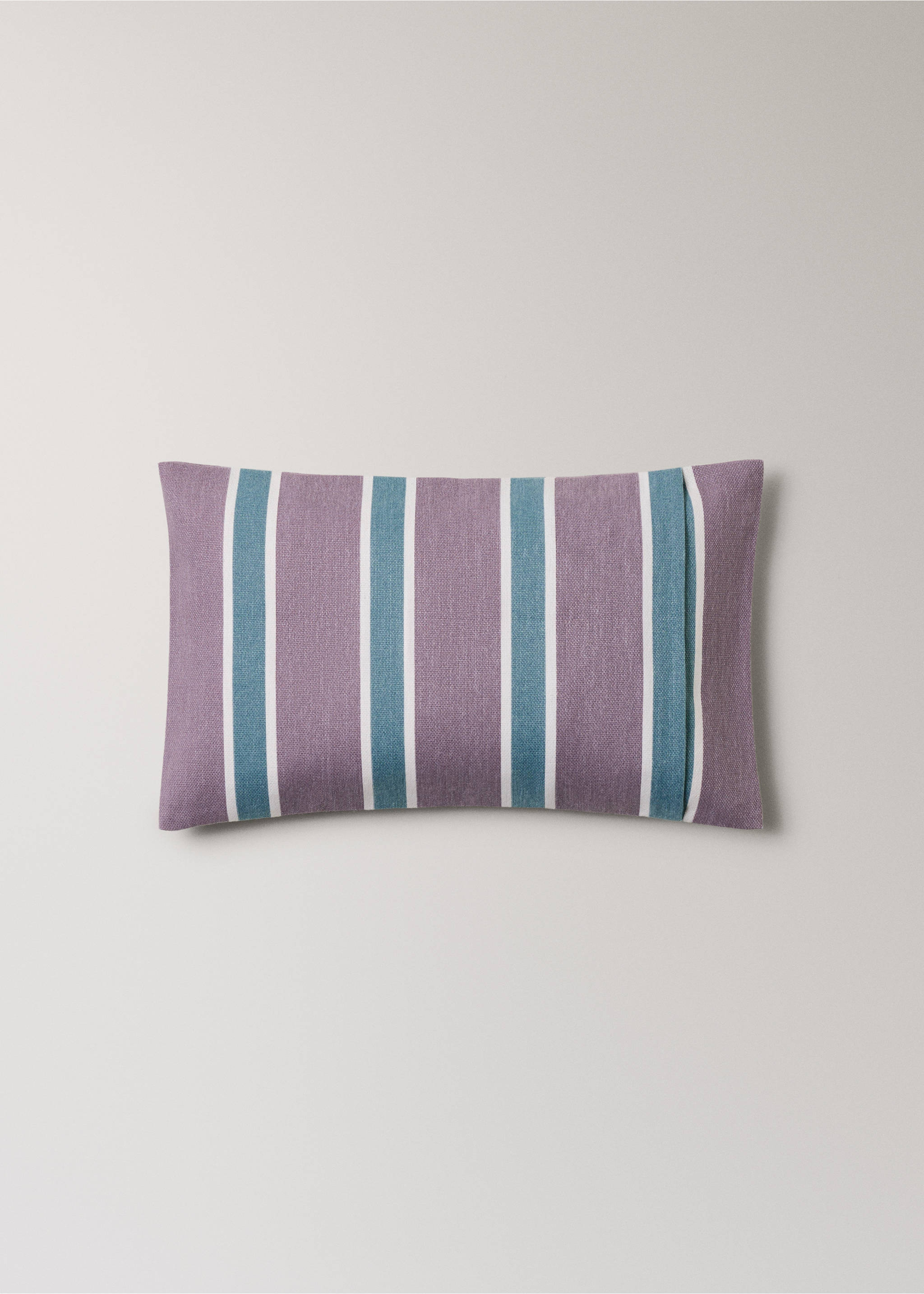 Housse de coussin coton à rayures imprimées 30x50 cm - Détail de l'article 4, Mûre. Ref: 27023320-00.