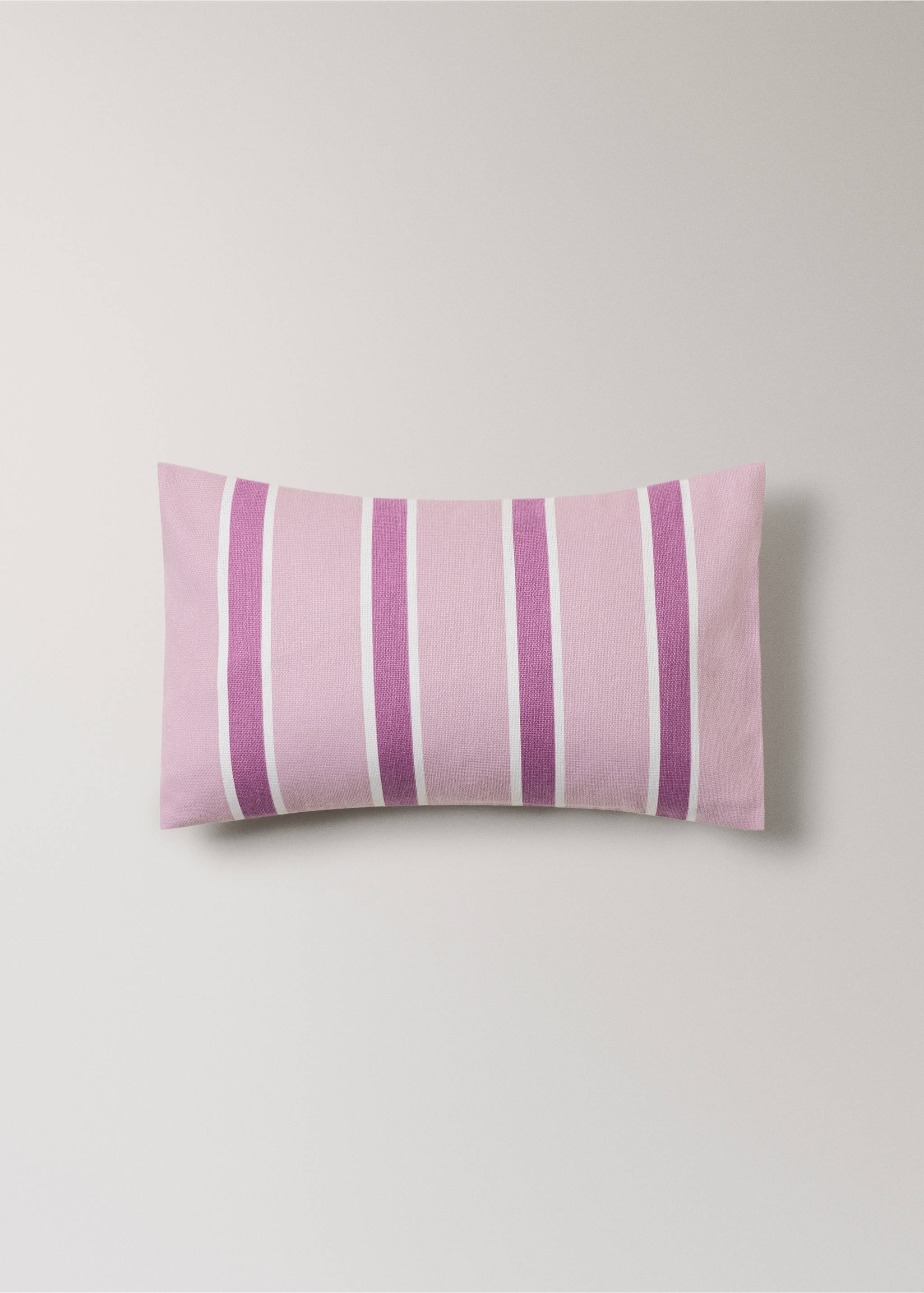 Cotton cushion cover with printed stripes 30x50 cm - Article without model, Pastel Pink. Ref: 27023320-00.