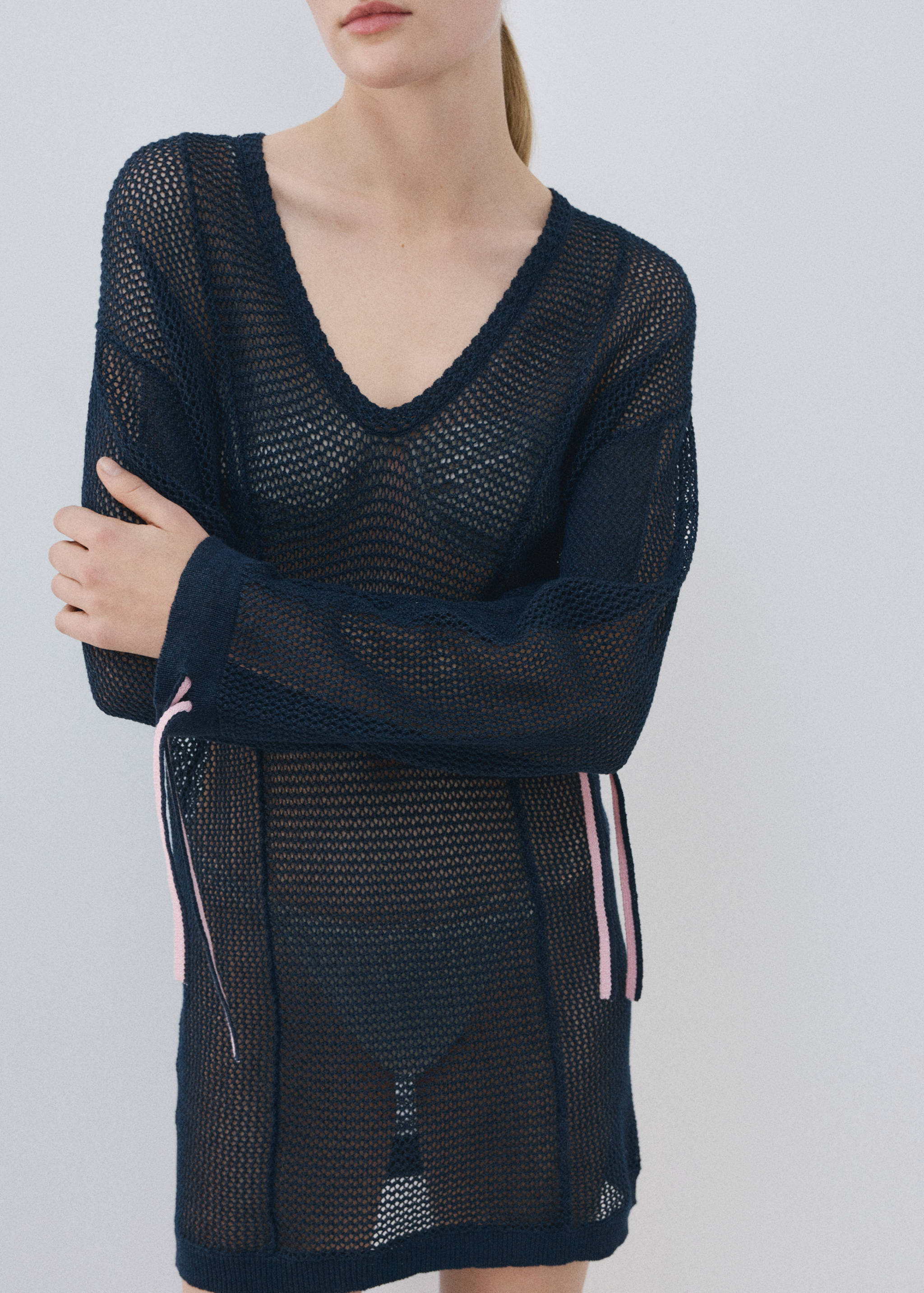 Rode jurk met lange mouwen - Middenvlak