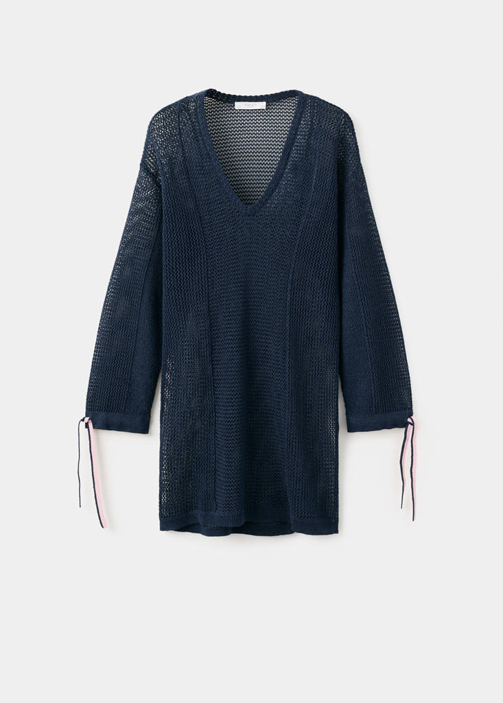 Red long sleeve dress — Navy