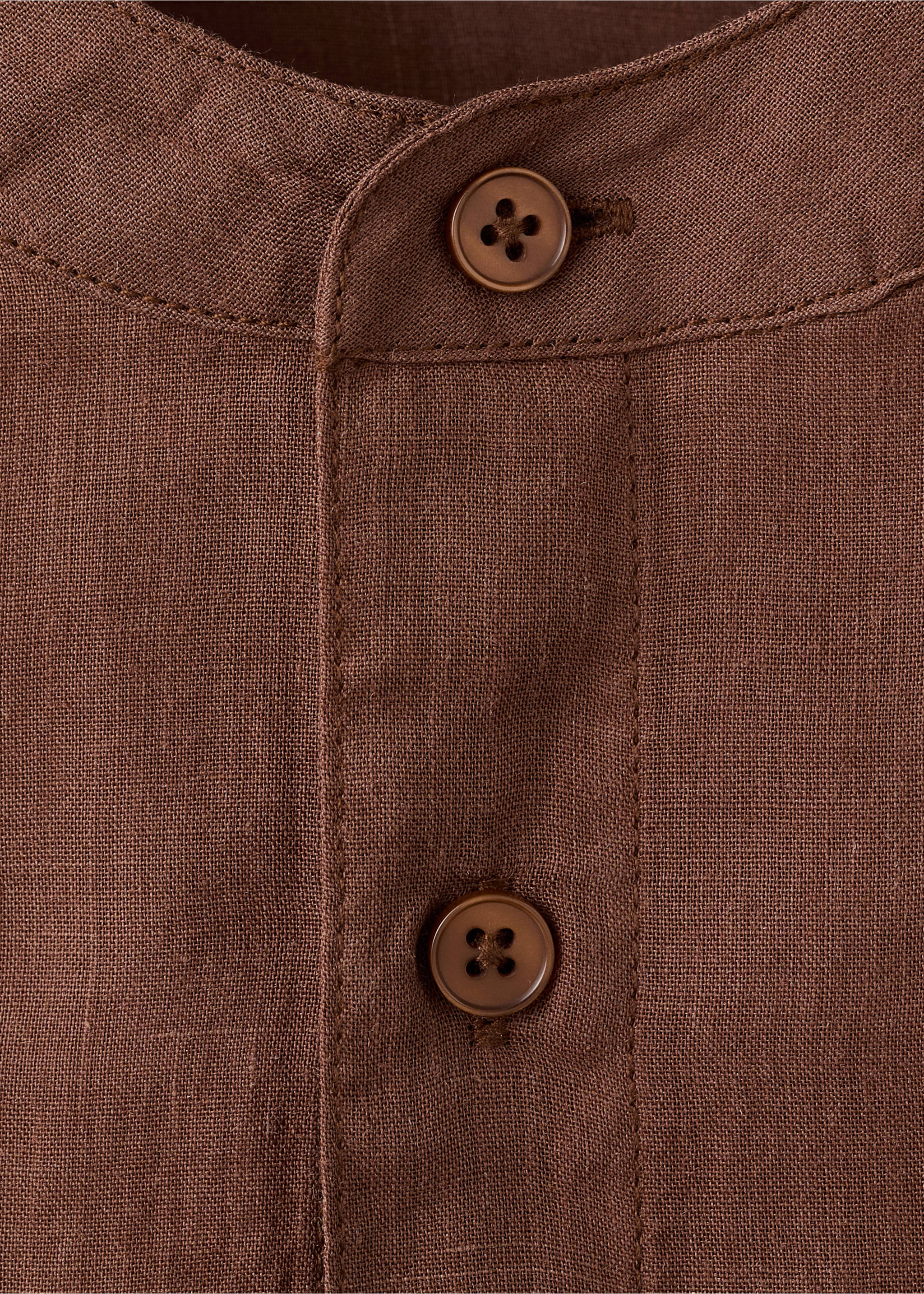 Ramie nightdress - Details of the article 8, Brown. Ref: 27023323-00.