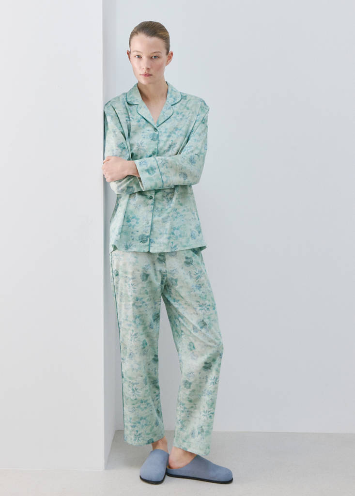 Printed trousers with piping — Mint Green