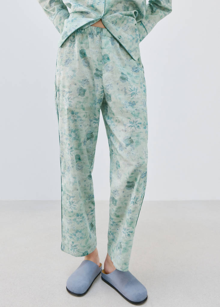 Printed trousers with piping — Mint Green