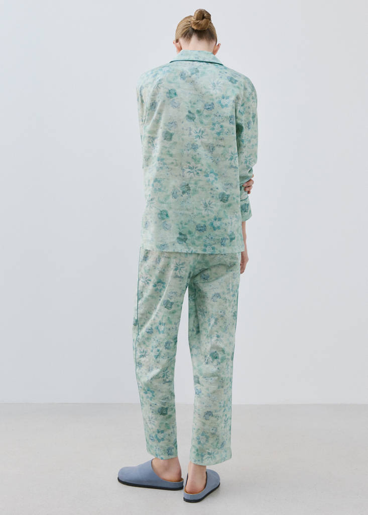 Printed trousers with piping — Mint Green