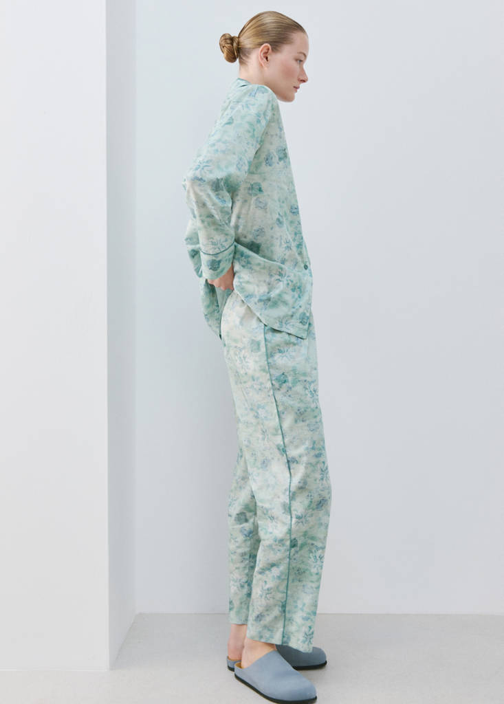 Printed trousers with piping — Mint Green