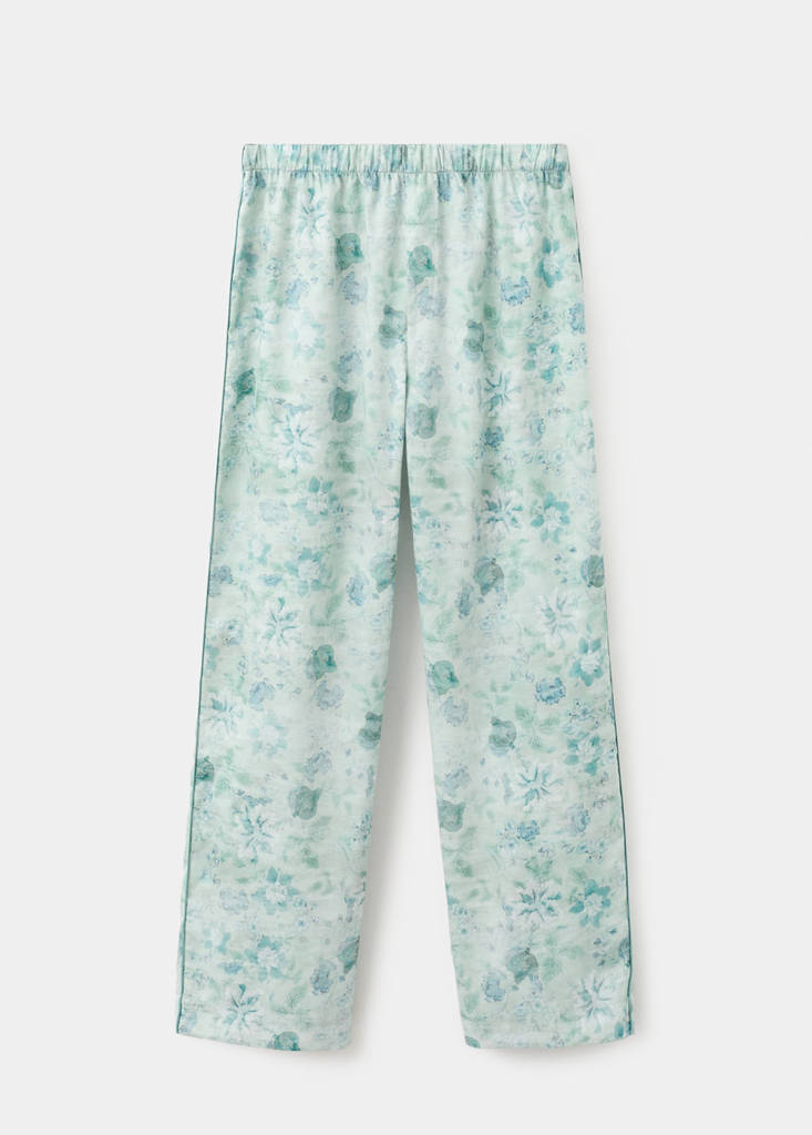 Printed trousers with piping — Mint Green