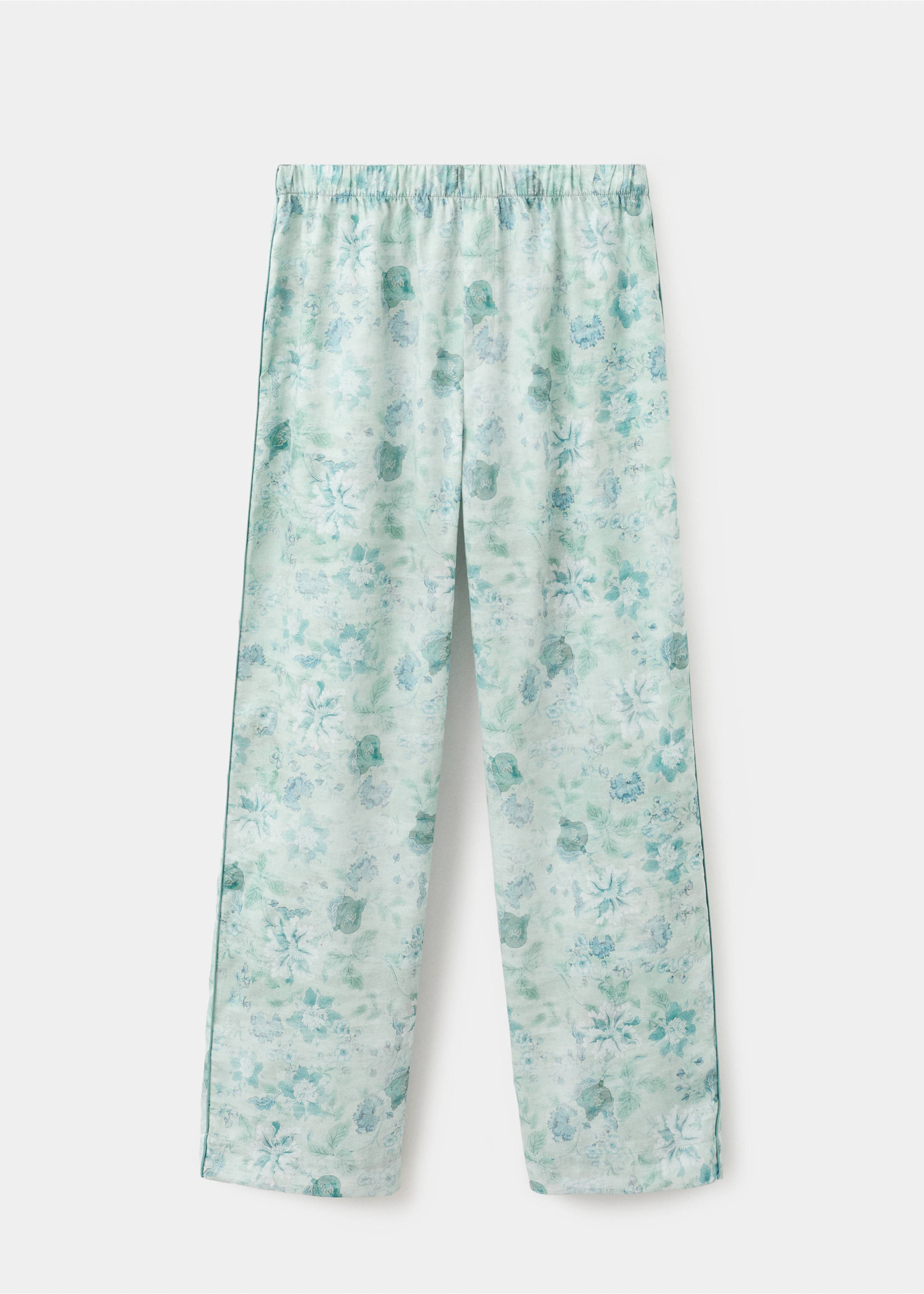 Printed trousers with piping - Article without model, Mint Green. Ref: 27023324-00.