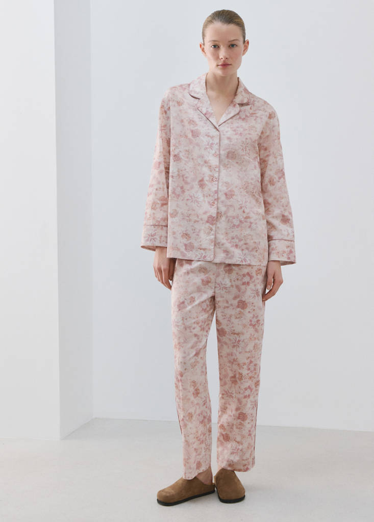Printed trousers with piping — Pink