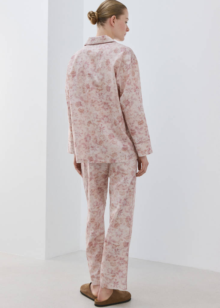 Printed trousers with piping — Pink