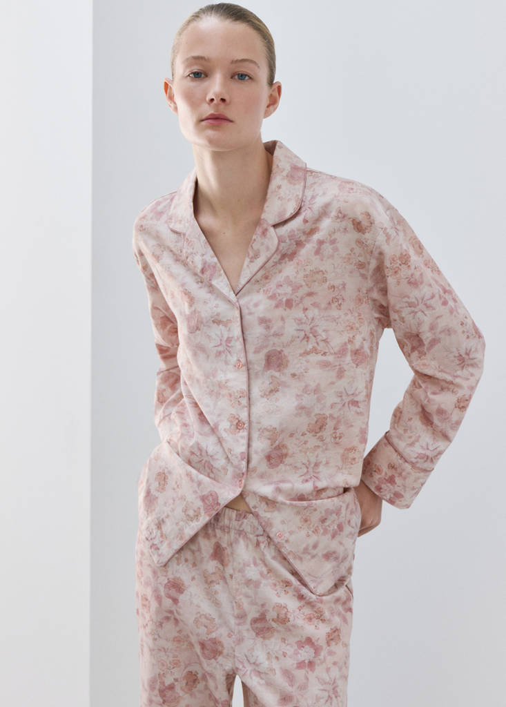 Printed trousers with piping — Pink