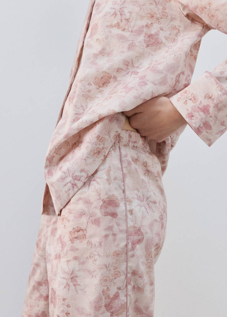Printed trousers with piping — Pink