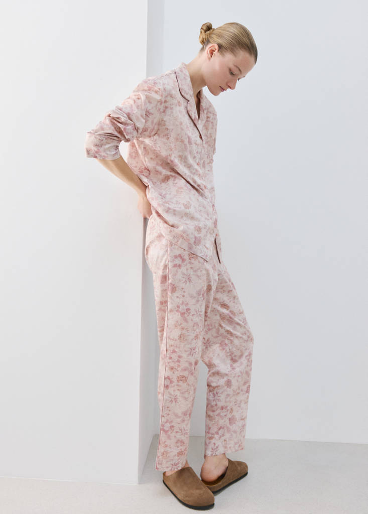 Printed trousers with piping — Pink