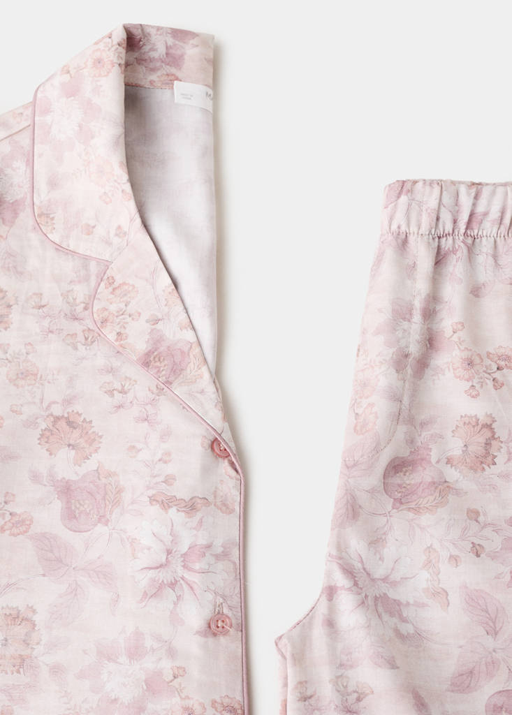Printed trousers with piping — Pink