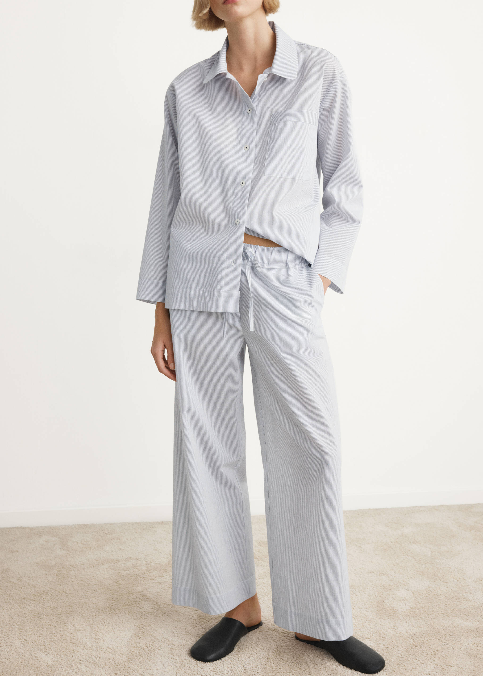 Pantalon pyjama coton rayures - Plan moyen