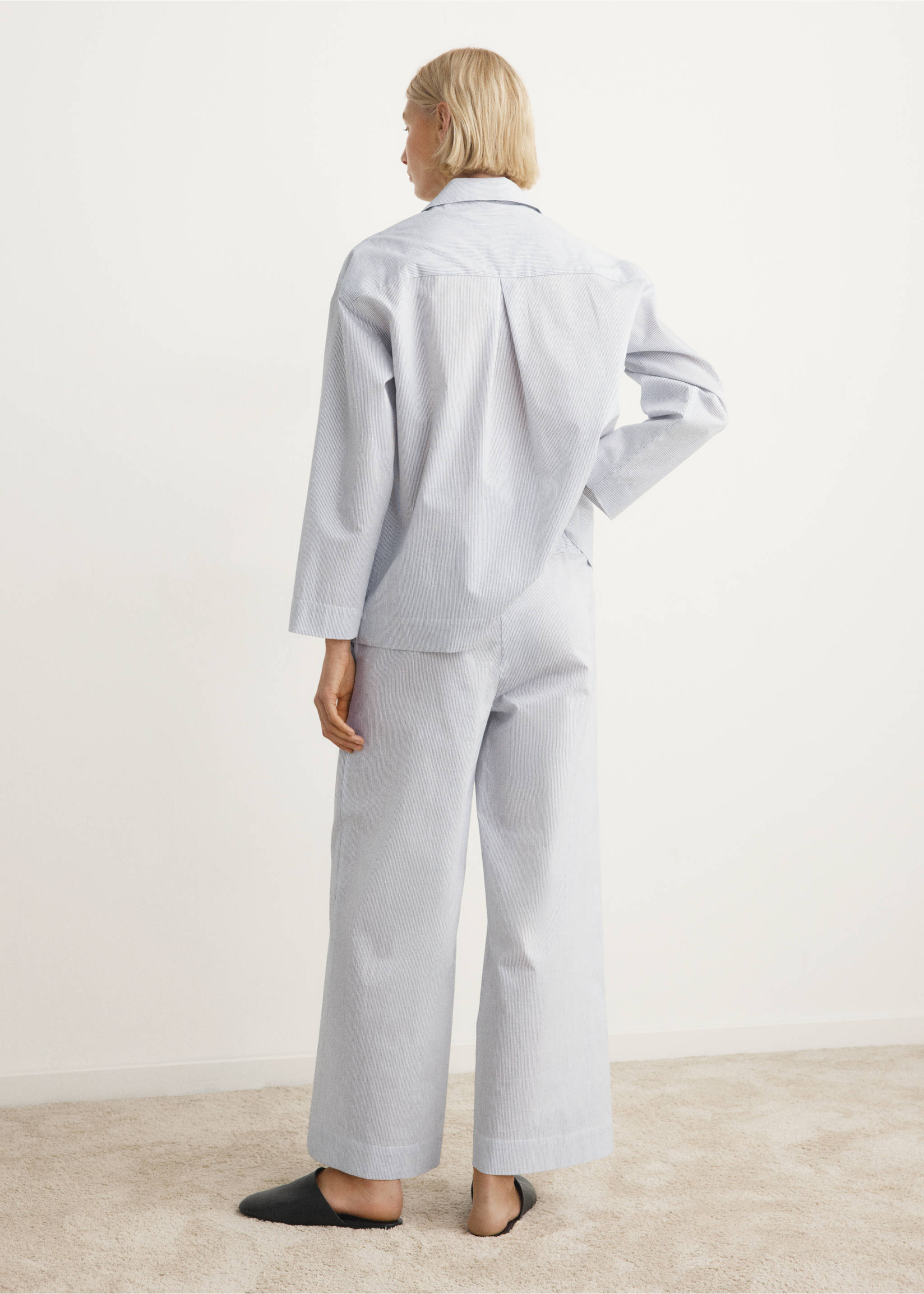 Pantalon pyjama coton rayures - Verso de l’article, Blanc. Ref: 27023325-00.