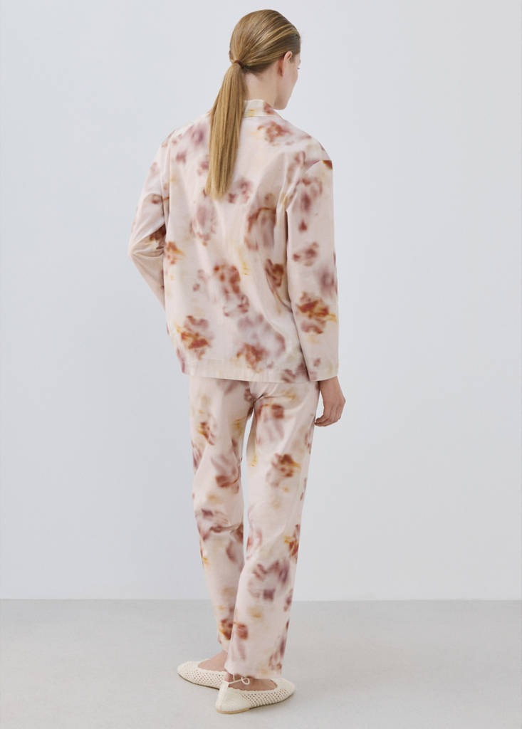 Watercolour print cotton pyjama bottoms — Brown