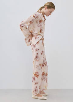 Watercolour print cotton pyjama bottoms — Brown 5