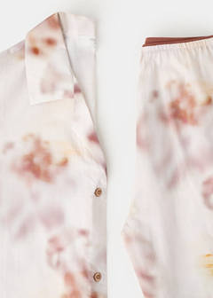 Watercolour print cotton pyjama bottoms — Brown 9
