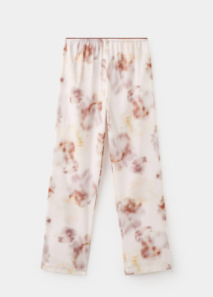 Watercolour print cotton pyjama bottoms — Brown